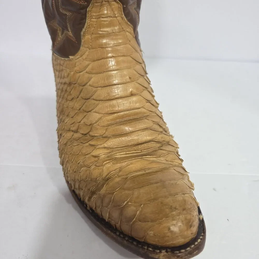 Tony Lama Boots Size 8D Black Label Genuine Python Snake Skin Cowboy Men EXOTIC